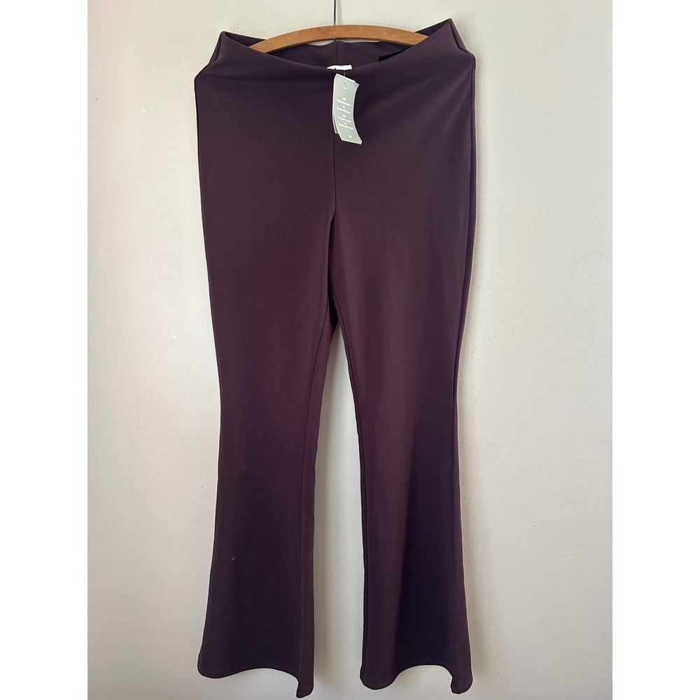 H&M Women's Wide Leg Pants in Dark Plum